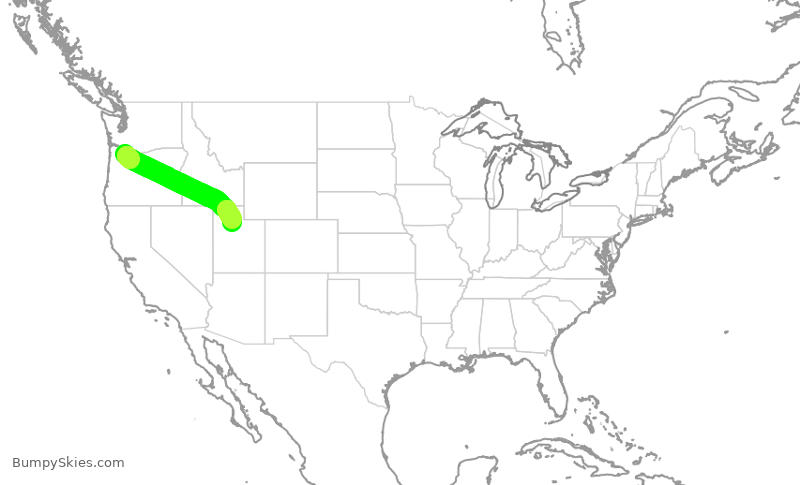 Turbulence forecast map for SKW3355, PDX to SLC