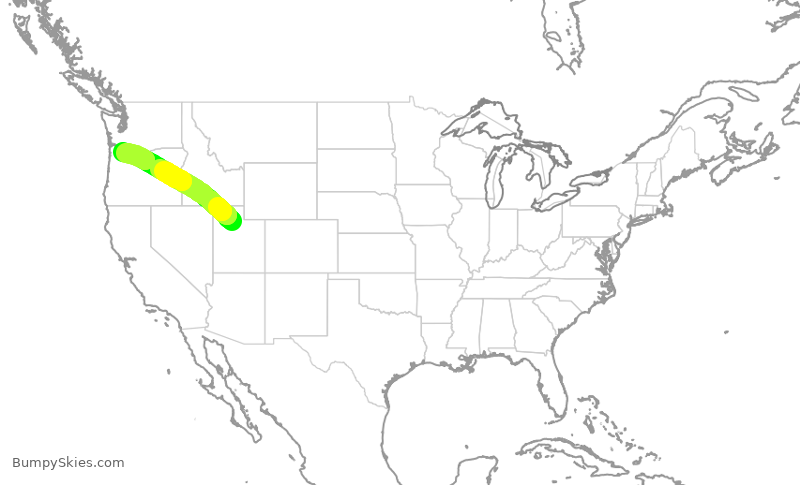 Turbulence forecast map for SKW3360, SLC to PDX