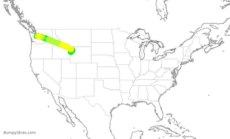 Turbulence forecast map for SKW3362, SEA to JAC