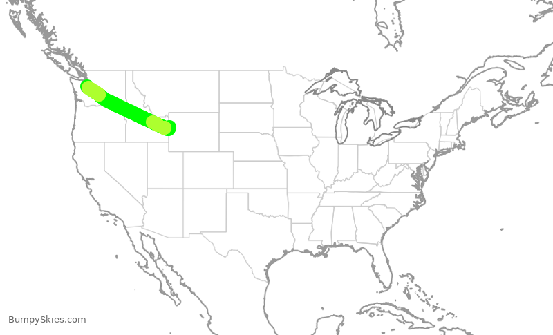 Turbulence forecast map for SKW3363, JAC to SEA