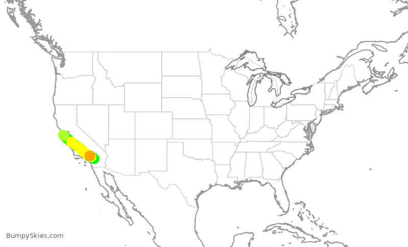 Turbulence forecast map for SKW3367, SFO to PSP