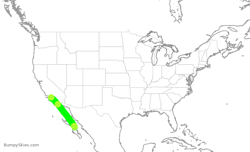 Turbulence forecast map for SKW3369, LAX to LTO