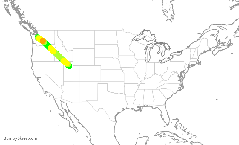 Turbulence forecast map for SKW3374, SLC to SEA