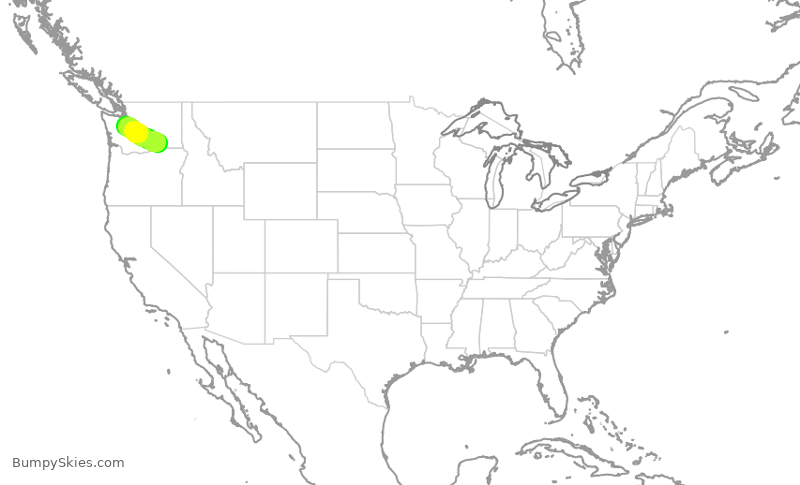 Turbulence forecast map for SKW3378, PSC to SEA