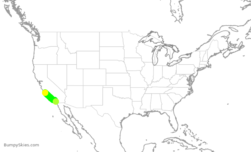Turbulence forecast map for SKW3383, SBP to SAN