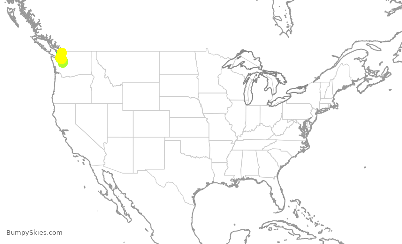 Turbulence forecast map for SKW3400, BLI to SEA