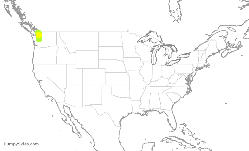 Turbulence forecast map for SKW3400, SEA to BLI