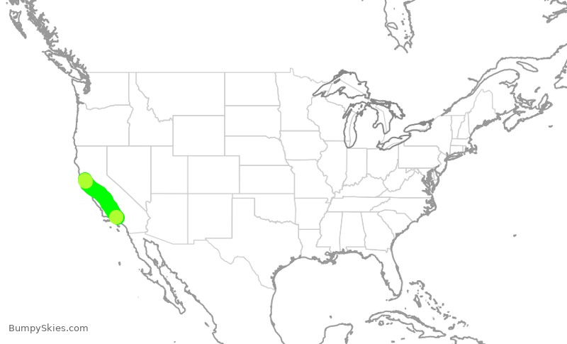 Turbulence forecast map for SKW3401, BUR to STS