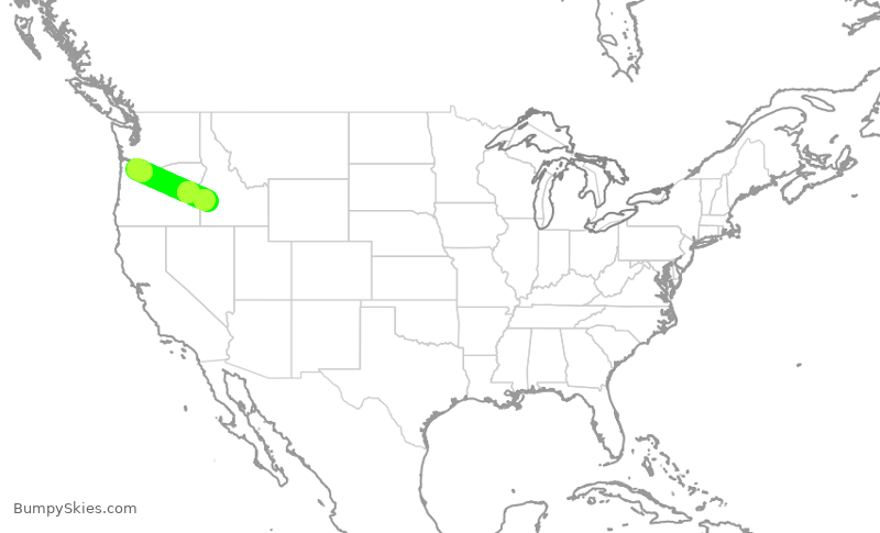 Turbulence forecast map for SKW3403, PDX to BOI