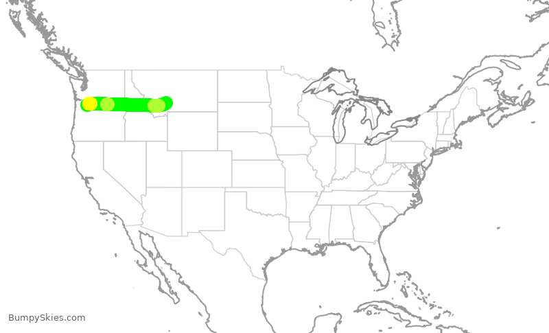 Turbulence forecast map for SKW3405, PDX to BZN
