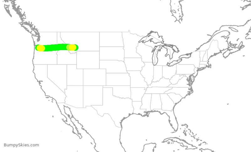 Turbulence forecast map for SKW3406, BZN to PDX