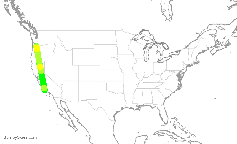 Turbulence forecast map for SKW3411, PDX to SBA