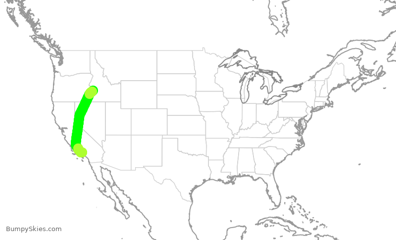 Turbulence forecast map for SKW3415, BOI to BUR