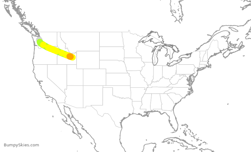 Turbulence forecast map for SKW3423, SEA to IDA