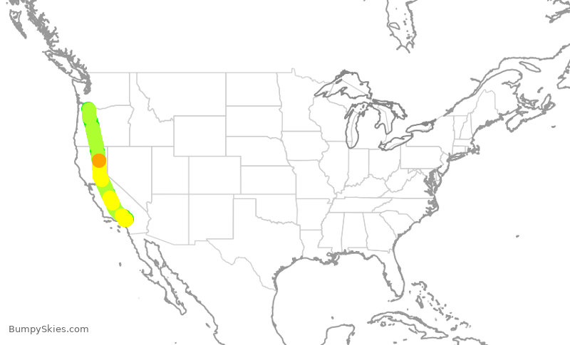 Turbulence forecast map for SKW3427, PDX to ONT