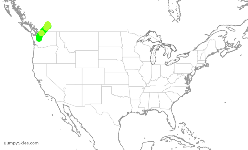 Turbulence forecast map for SKW3436, SEA to YLW