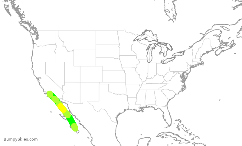 Turbulence forecast map for SKW3437, LAX to MLP