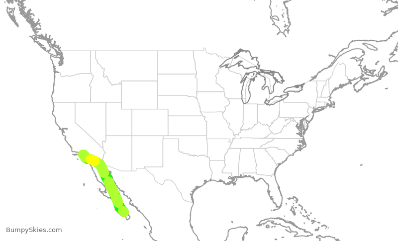 Turbulence forecast map for SKW3437, MLP to LAX