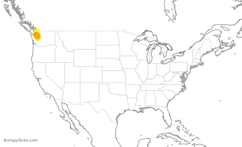Turbulence forecast map for SKW3438, BLI to SEA
