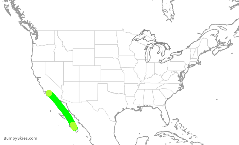 Turbulence forecast map for SKW3438, LAX to LAP