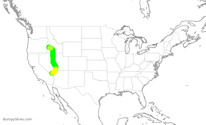 Turbulence forecast map for SKW3446, BOI to LAS