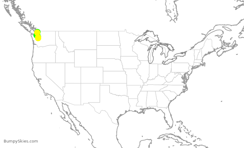 Turbulence forecast map for SKW3448, BLI to SEA