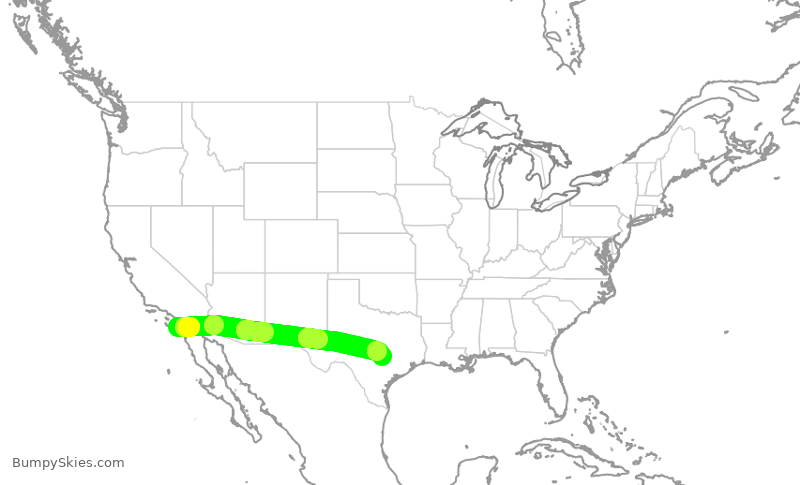 Turbulence forecast map for SKW3461, SAN to AUS