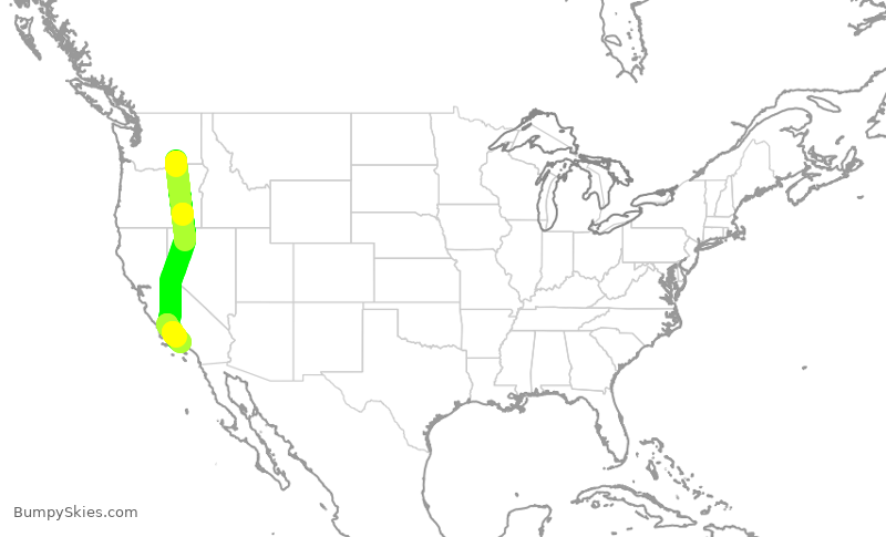 Turbulence forecast map for SKW3464, PSC to LAX