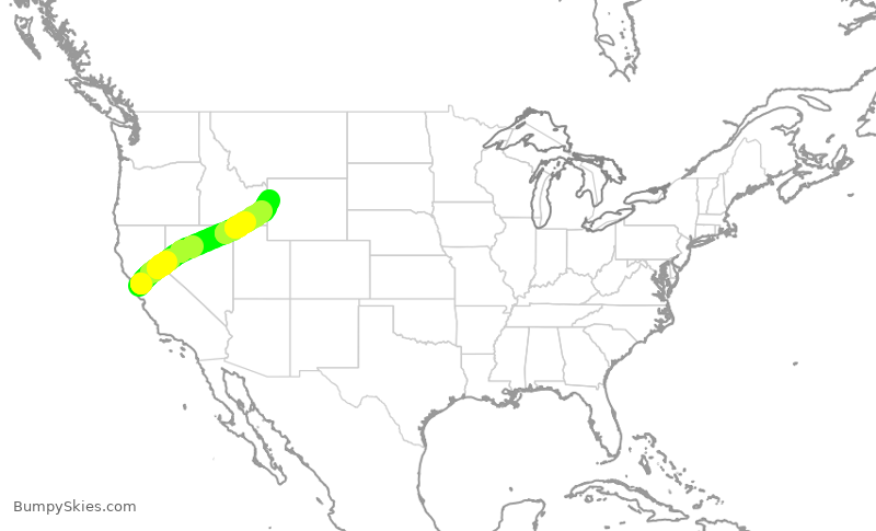 Turbulence forecast map for SKW3468, SFO to JAC