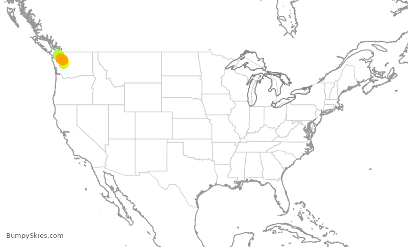 Turbulence forecast map for SKW3474, YYJ to SEA