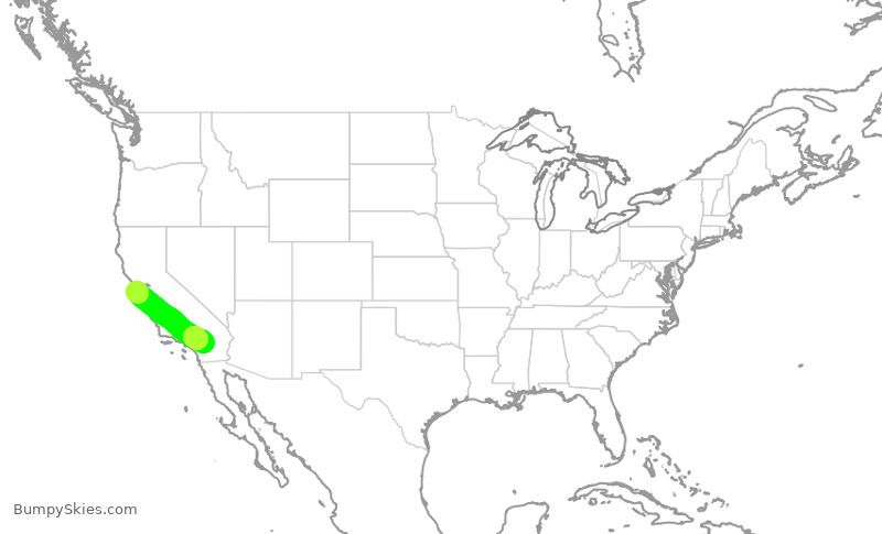 Turbulence forecast map for SKW3475, SFO to PSP
