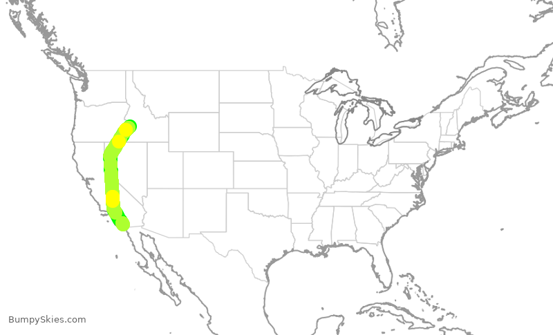 Turbulence forecast map for SKW3481, BOI to SAN
