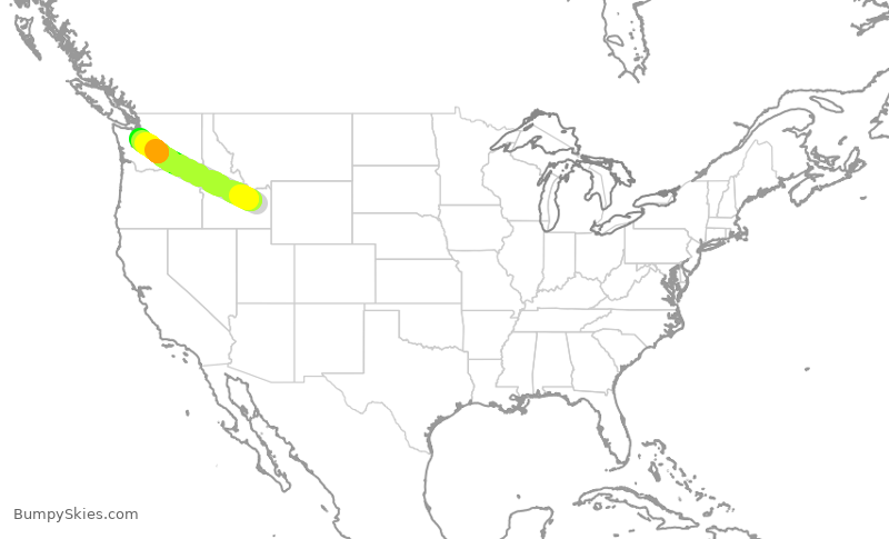 Turbulence forecast map for SKW3489, IDA to SEA