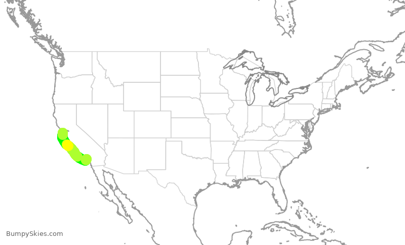Turbulence forecast map for SKW3495, SFO to SNA