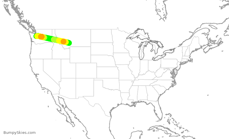 Turbulence forecast map for SKW3498, SEA to BZN