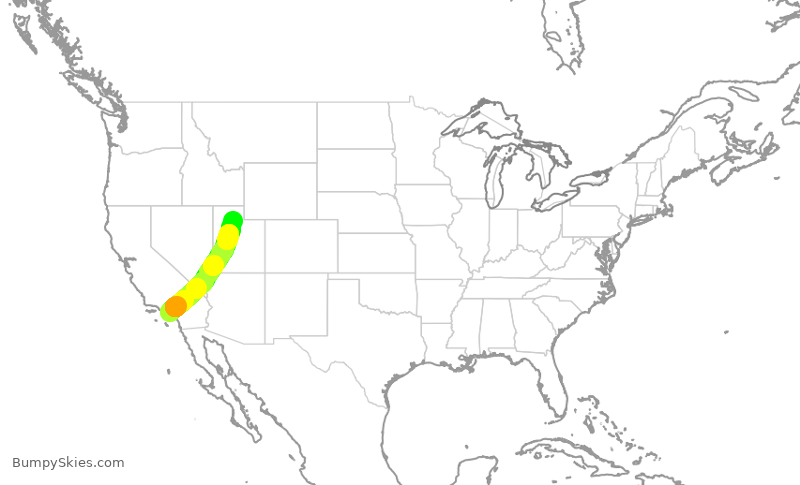 Turbulence forecast map for SKW3501, LGB to SLC