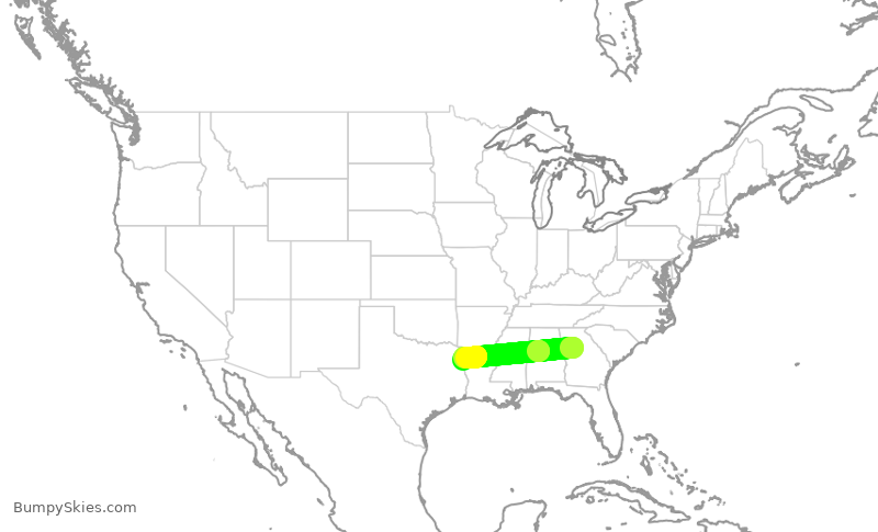 Turbulence forecast map for SKW3505, ATL to SHV