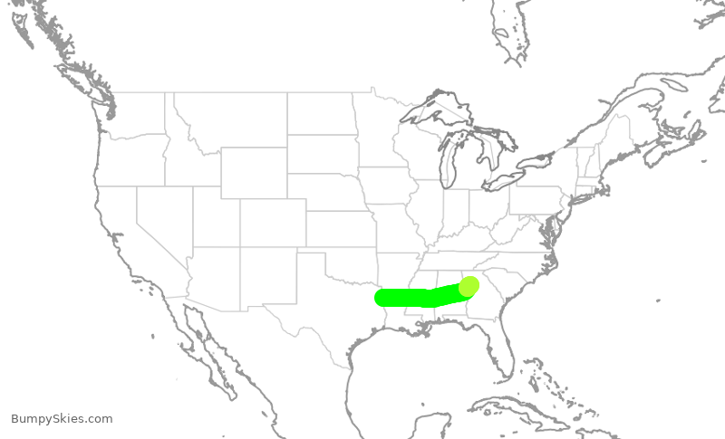 Turbulence forecast map for SKW3507, SHV to ATL