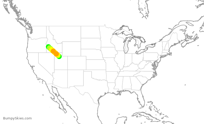 Turbulence forecast map for SKW3508, SLC to BOI