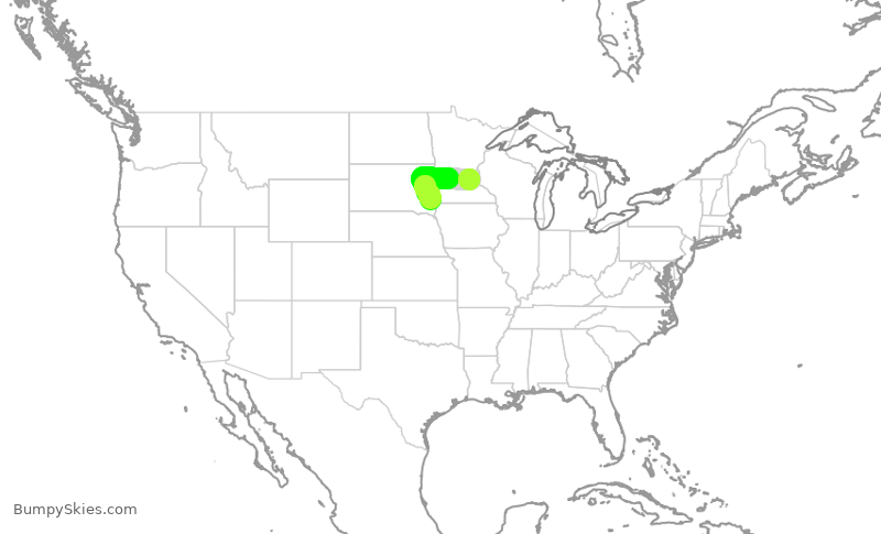 Turbulence forecast map for SKW3534, MSP to FSD