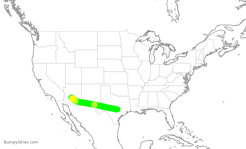 Turbulence forecast map for SKW3535, AUS to PHX