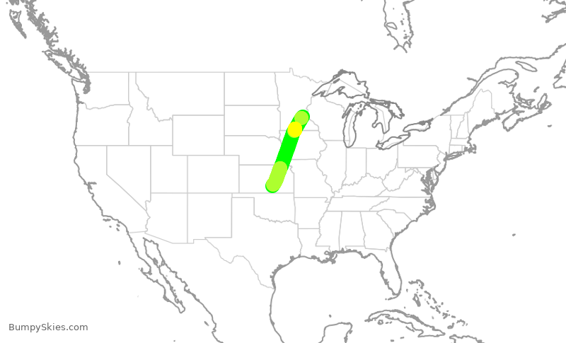 Turbulence forecast map for SKW3541, MSP to ICT