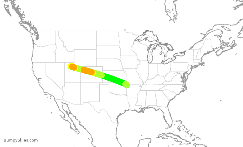 Turbulence forecast map for SKW3559, SLC to XNA