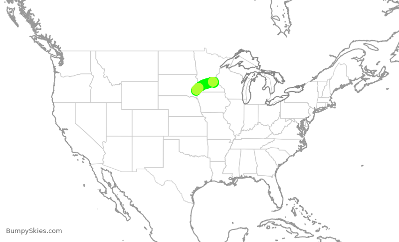 Turbulence forecast map for SKW3561, FSD to MSP