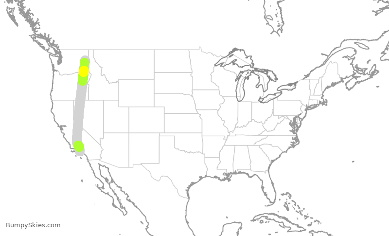 Turbulence forecast map for SKW3576, LAX to GEG