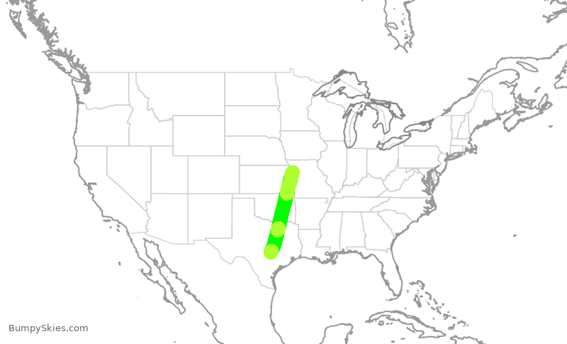 Turbulence forecast map for SKW3577, MCI to AUS