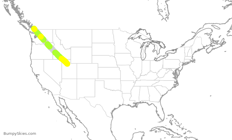 Turbulence forecast map for SKW3584, SLC to YVR