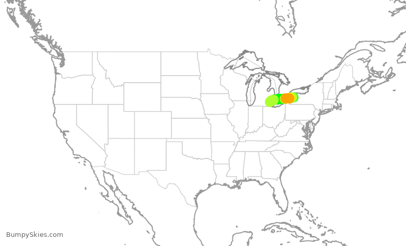 Turbulence forecast map for SKW3642, BUF to DTW