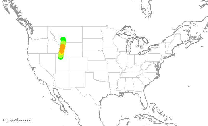 Turbulence forecast map for SKW3676, SLC to BZN
