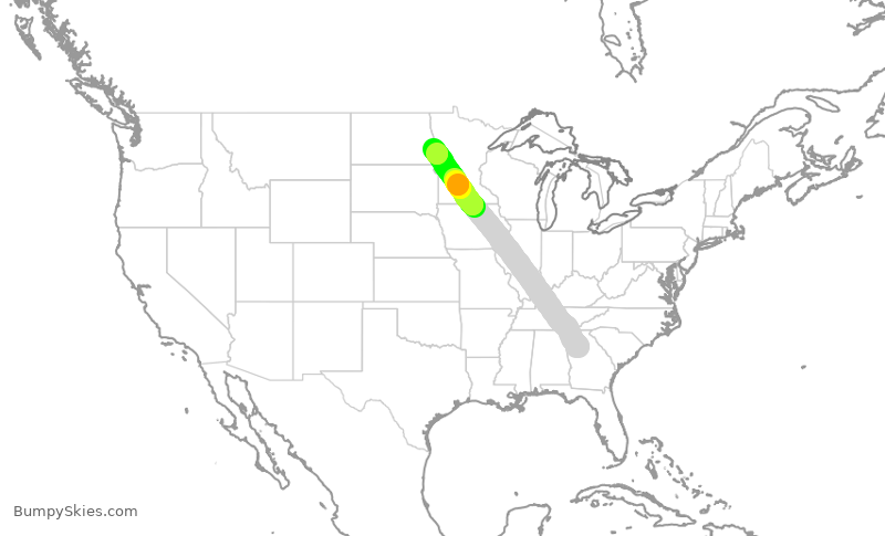 Turbulence forecast map for SKW3684, ATL to FAR
